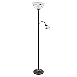 BAUFAS 71' Stehlampe for Schlafzimmer, Büro, Wohnzimmer, Dekor, mehr, verstellbare Stehlampe mit 2 Glühbirnen und Glasschirmen