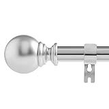 Gardinenstange Silber, 78-234 cm Gardinenstange mit rundem Endstück und Halterungen, Beschläge-Set aus Edelstahl, Gardinenstange Verstellbare Dekorative Fenster für Wohnzimmer Schlafzimmer Fenster