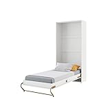 MEBLINI Schrankbett Concept Pro - Wandbett mit Lattenrost - Schrank mit Klappbett - Wandklappbett - Murphy Bed - Bettschrank - CP-03-90x200cm Vertikal - Weiß Matt