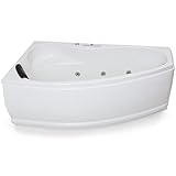 Basera® Classic Indoor Eck-Whirlpool Badewanne Formentera mit 17 Massagedüsen, LED-Ambiente, Touchpanel, Bluetooth und Radio (Formentera Links)