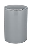 WENKO Kosmetikeimer Inca 5 Liter, Abfallbehälter mit Deckel fürs Gäste-WC, Badezimmer-Mülleimer mit Schwingdeckel, kleiner Abfalleimer aus Kunststoff, BPA-frei, Ø 18,5 x 25,5 cm, Grau
