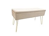 ECHTWERK Sitzbank Scarlett, Polsterbank mit Samtbezug, Aufbewahrungstruhe rechteckig, Schminkbank mit Stauraum, Metallbeine, Creme 75 x 30 x 41,5 cm, Polyester-Mischung, 75 x 30 x 42 cm