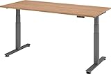 bümö® Sitz- & Stehschreibtisch Serie-XDSM elektrisch höhenverstellbar mit Memoryfunktion, Tischplatte 180 x 80 cm in Nussbaum, Gestell in Graphit