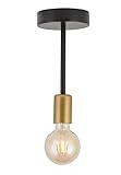 Licht-Erlebnisse Minimalistische Deckenleuchte DAPUS Metall Schwarz Gold E27 Ø10cm runde Deckenlampe Flur Wohnzimmer