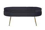 LaNatura Sitzpouf Oval Samt Schwarz 99x44x40 cm Bank Wohnzimmerhocker Hocker Bankhocker Neu