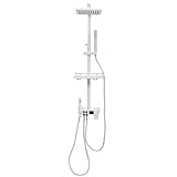 Startseite Duschsystem Regendusche vielseitiges Duschpaneel Massage Duscharmatur mit Handbrause 70-115cm verstellbare Duschschiene (Weiß)
