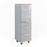 Vicco Midischrank Badschrank Badezimmermöbel Ilias Weiß Hochglanz modern 30x95cm Badezimmer Schrank Badmöbel Badezimmerkommode Badkommode Schrankschublade Ablage Aufbewahrung