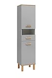 Schildmeyer Padua Hochschrank 148832, Platingrau/Eiche Landhaus Dekor, 40,4 x 35,0 x 178,5 cm (B/T/H)