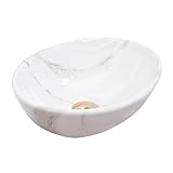 VBChome Waschbecken Mini Aiax Shiny 35 x 26 x 13 cm Kleine Keramik Oval Waschtisch Handwaschbecken Aufsatzwaschbecken Waschschale Gäste WC