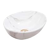 VBChome Waschbecken Mini Aiax Shiny 35 x 26 x 13 cm Kleine Keramik Oval Waschtisch Handwaschbecken Aufsatzwaschbecken Waschschale Gäste WC