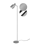 lightling Stehleuchte Alfred, Chrom Metall, Schirm in grau matt, Kippschalter, exkl. 1 x E27 max. 10W, Höhe: 153 cm