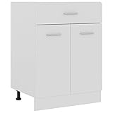 vidaXL Schubunterschrank mit 2 Regalböden 1 Schublade Schrank Küchenzeile Küchenmöbel Unterschrank Küchenschrank Weiß 60x46x81,5cm Holzwerkstoff