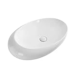 Waschbecken Waschtisch Modernes ovales Badezimmer-Waschbecken über der Theke, weißes Porzellan-Keramik-Badezimmer-Waschbecken, Kunstbecken, elegantes Ei-Form-Badezimmer-Waschbecken Aufsatzwaschbecken