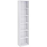 VASAGLE Bücherregal, mit 6 Ebenen, Standregal, Aufbewahrungsregal, für Wohnzimmer, Büro, Schlafzimmer, Arbeitszimmer, skandinavischer Stil, 24 x 40 x 178,5 cm, weiß LBC167T14