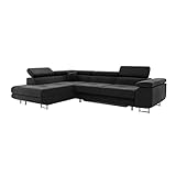 MEBLINI Schlafcouch mit Bettkasten - Ecksofa mit Schlaffunktion - Sofa mit Relaxfunktion und Kopfstützen - Couch L-Form - Eckcouch - Wohnlandschaft - Carl - 272x202x63cm Links - Schwarz Samt