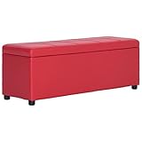 lvssiao Moderne Aufbewahrungsbank, multifunktional, für Eingang, Sitzbank, mit Stauraum, 116 cm, rotes Kunstleder für Eingang, Flur, Schlafzimmer