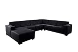 Stylefy Wohnlandschaft Sylt U-Form mit Ottomane Rechts - Sofa (HxBxL): 85x260x320 cm - Strukturstoff Preston Schwarz