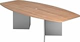 bümö® Konferenztisch rund oval 280 x 130 cm in Nussbaum | Besprechungstisch mit Holzuntergestell | hochwertiger Meetingtisch