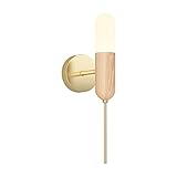 JMWYH Innenwandleuchte LED 6W Moderne kreative Holzwandleuchte 3 Farbtemperatur einstellbare Messingwandleuchte, für Wohnzimmer Schlafzimmer Korr