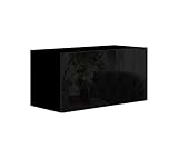 BROMARKT Premium Klapp-Hängeschrank 70x35x32 cm - Hängeschrank für Wohnzimmer, Schlafzimmer - Wandschrank Hängend - Platzsparende Hängeschränke - Hochglanz - Schwarz