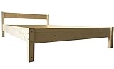 LIEGEWERK Bett mit Kopfteil 160 x 200 Massivholzbett 160cm Holzbett Holz massiv Bettgestell H67-37 (160x200 cm)