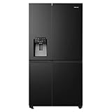 Hisense RS818N4TFE Side-by-Side Kühl-Gefrierkombination /179 cm/Inverter Kompressor/Total NoFrost/Multi Air Flow/Wasserspender mit Wassertank/Kühlteil 417 l/Gefrierteil 215 l/schwarz