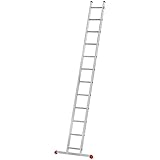 Hailo S60 ProfiStep uno Anlegeleiter | Leiter 12 Sprossen | Alu Sprossenleiter mit 2 Tatzenfüßen | belastbar bis 150kg | Aluminium Leiter made in Germany | Sprossen Anlegeleiter rostfrei | silber