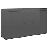 vidaXL Sideboard mit 2 Türen 4 Schubladen Kommode Anrichte Schrank Mehrzweckschrank Beistellschrank Standschrank Hochglanz-Grau 120x36x69cm Holzwerkstoff