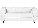 Beliani Luxuriöses 2er Sofa Kunstleder Chesterfield Stil weiß Vissland