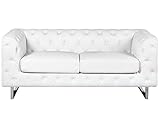 Beliani Luxuriöses 2er Sofa Kunstleder Chesterfield Stil weiß Vissland