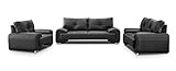 Mars Meble Big-Sofa Polstergarnitur Omega Set 3+2+1 Sofa Wohnzimmer Sofagarnitur 3-TLG Couch (Schwarz), 225x98x88 cm, 185x98x88 cm, 128x98x88 cm, (OME_321)