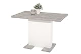 Wohnorama Säulentisch ausziehbar 110-150cm Britt T von Hela Beton/Weiß