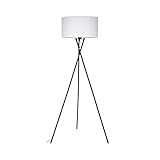 CDF Hugo Stehlampe 1xE27 Max.40W | Farbe: Weiß/Schwarz | Metall | Stoff | IP20 | Fassung: E27 | Ideal für Wohnzimmer, Schlafzimmer, Büro, Küche, Esszimmer, Bad