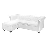 vidaXL Chesterfield Sofa L-Form Kunstleder Weiß Ecksofa Couch Wohnlandschaft