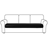 ZUVUYUO Sofa Sitzkissenbezüge, PU Leder Sofaschoner Ersatz, Wasserdichter Couch Bezug, Ersatz für Stretch-Couchkissenbezüge (Color : Schwarz, Größe : 3 People)
