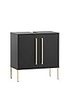 Schildmeyer Gloria Waschbeckenunterschrank, Holzwerkstoff, Schwarz/Gold, 61,2 x 57,1 x 30,1 cm