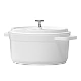 PAREKS Keramik-Emaille-Topf, Haushaltsgas-Eintopf, Suppentopf, Emaille-Antihaft-Topf, Gusseisentopf (Color : Bianco, Size : 24 * 12cm)