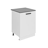 Belini Unterschrank Küche, Küchenunterschrank 60 cm Breite. SD Küchenunterschrank mit Arbeitsplatte. Küchenschrank mit 1 Tür, Weiß matt