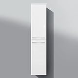 Intarbad ~ Bad Hochschrank, Seitenschrank H/B/T: 161,6/40/32,5cm, weiß Hochglanz, vormontiert Fineline Metallic Anthrazit IB1676