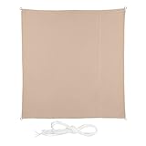 Relaxdays Sonnensegel, 3,5 x 3,5 m, wasserabweisend, Polyester, Spannseile, Segeltuch quadratisch, Garten, Balkon, beige