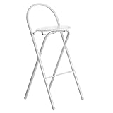 Klappbarer Barhocker, klappbarer Tresenhocker, Frühstücksküchenstuhl mit Rückenlehne für Restaurant Café Wohnzimmer Balkon (Color : White, Size : 70cm/28inch)
