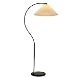 Nordische Plissee-Stehlampe mit Fernbedienung – Stehlampe im mittelalterlichen Stil mit Sinn for Licht-Luxus (Color : Black)