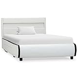 vidaXL Polsterbett mit LED 2 Schubladen Kunstlederbett Einzelbett Bett Bettgestell Bettrahmen Lattenrost Schlafzimmerbett Weiß 90x200cm
