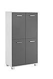 Schildmeyer Lumo Highboard 135345, Holzwerkstoff, weiß/basaltgrau, 116,9x59,8x32,6 cm