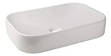 Calmwaters® Eckiger Aufsatz-Waschtisch Weiß, 60 cm breit, Keramik ohne Überlauf, Waschbecken Exclusive 2 zur Aufsatzmontage, Aufsatzwaschtisch eckig, 05AB5550
