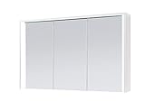 FIVE Spiegelschrank Bad mit LED-Beleuchtung in Titan / Weiß - Badezimmerspiegel Schrank mit viel Stauraum - 106 x 68 x 17,5 cm (B/H/T)