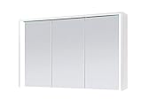 FIVE Spiegelschrank Bad mit LED-Beleuchtung in Titan / Weiß - Badezimmerspiegel Schrank mit viel Stauraum - 106 x 68 x 17,5 cm (B/H/T)