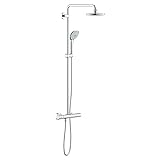 GROHE Euphoria System 180 - Duschsystem mit Thermostatbatterie (Wandmontage, Antikalk System, höhenvertsellbar), rund, chrom, 27296001