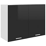 TEKEET Wohnmöbel Hängeschrank Hochglanz Schwarz 80x31x60 cm Größe Holz