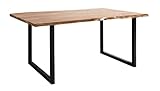 WOLFMÖBEL Live edge Esstisch GURU mit Iron legs, 160x90, Platte 26 mm, Akazie, Farben: acana, legs black